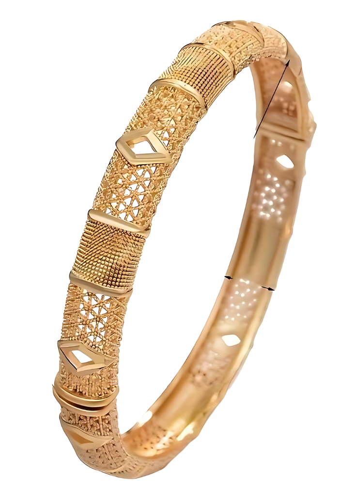 24K Gold Plated Luxury Golden Yellow Ladies Cuff Bangle, Bridal Ethnic Style 114