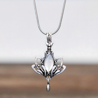 Stainless Steel Lotus Pendant Necklace for Women – Classic Geometric Design 666