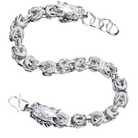 925 Silver Dragon Head Link Bracelet for Men's Biker Gothic Punk Jewellery 426