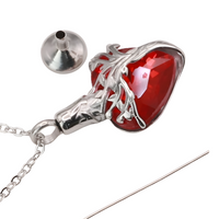 Heart Tree of Life Urn Necklace Crystal Funnel Filler 316L Stainless Steel B217