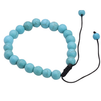 Unisex Natural Stone Bracelet, 8mm Turquoise Beads & Lava Rock, Adjustable B116