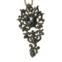 Gothic Floral Pendant Necklace Gold-Plated Zinc Alloy 46CM Chain Statement 1480