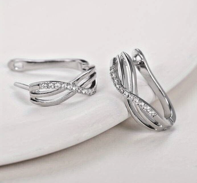 Unified Jewellery® - Women's 925 Silver Infinity Hoop Earrings with Zircon 7 UK