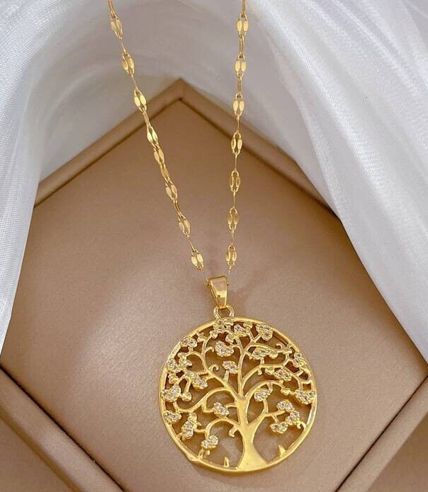 Creative Trendy Elegant Zircon Tree Of Life Pendant Necklace Decorative 33 UK