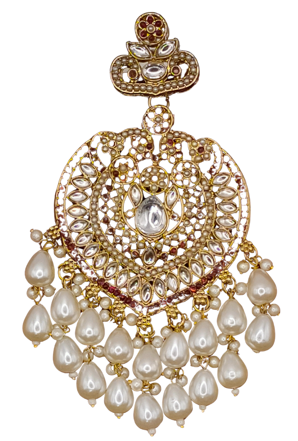 Elegant Bollywood Inspired Gold Kundan Earrings - Traditional Indian Jewelry 231
