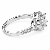 Women's Elegant Adjustable Zircon Halo Ring, Round Brilliant Engagement 1621