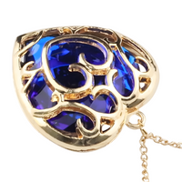 Signature Sculpted Rose Heart Locket Necklace — Dazzling Blue Heart Crystal 1320