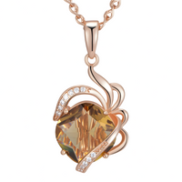 Vintage Geometric Pendant Necklace for Women – Copper Metal 585 Rose Gold 1272