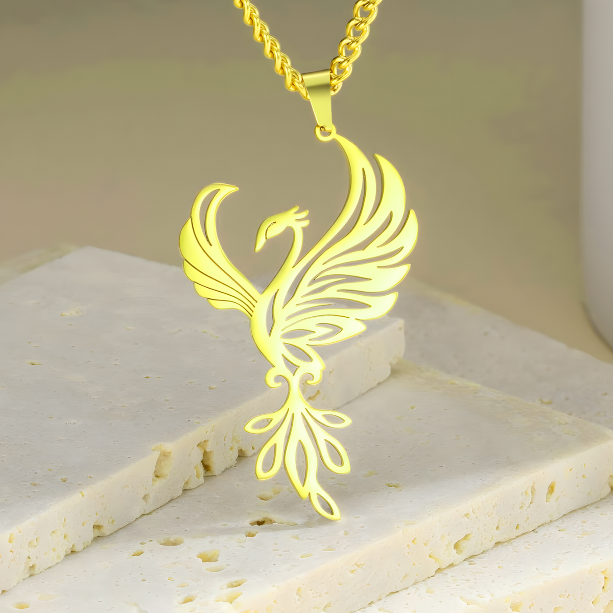 Gold Plated Phoenix Necklace for Women – Zinc Alloy Animal Pendant 44×27mm 1192