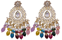 Elegant Bollywood Inspired Gold Kundan Earrings - Traditional Indian Jewelry 194