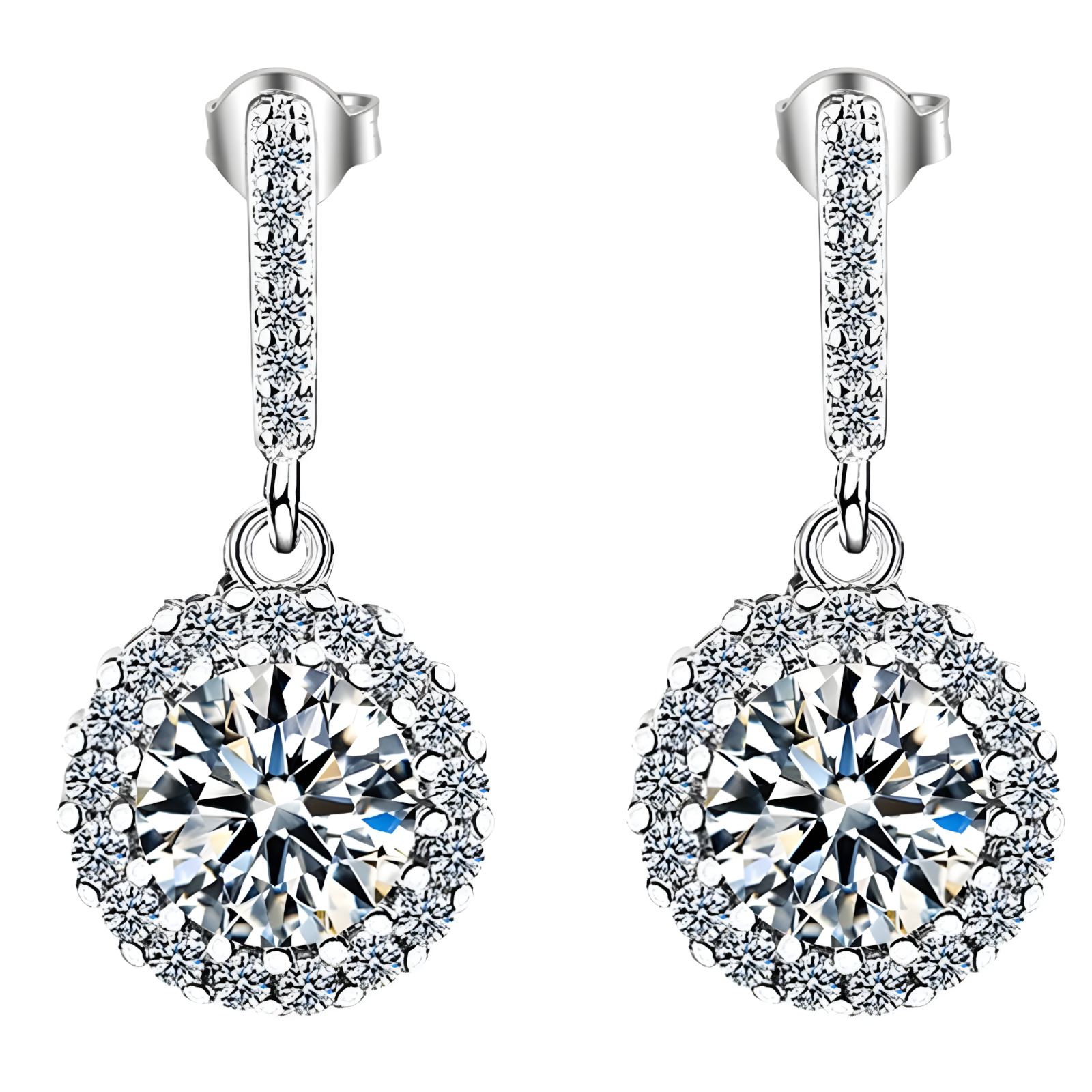Sterling Silver Cubic Zirconia Drop Earring Elegant 925 Silver Plated Dangle 305