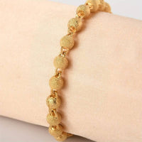 18K Gold Plated Beaded Bracelet, Textured Round Beads, Adjustable 18-21 cm 141