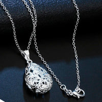 Silver Tone Filigree Teardrop Pendant Necklace Women's Fashion Jewelry Gift 410