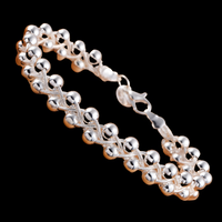 925 Silver-Plated Beaded Charm Bracelet for Women – Classic Interwoven Chain 910