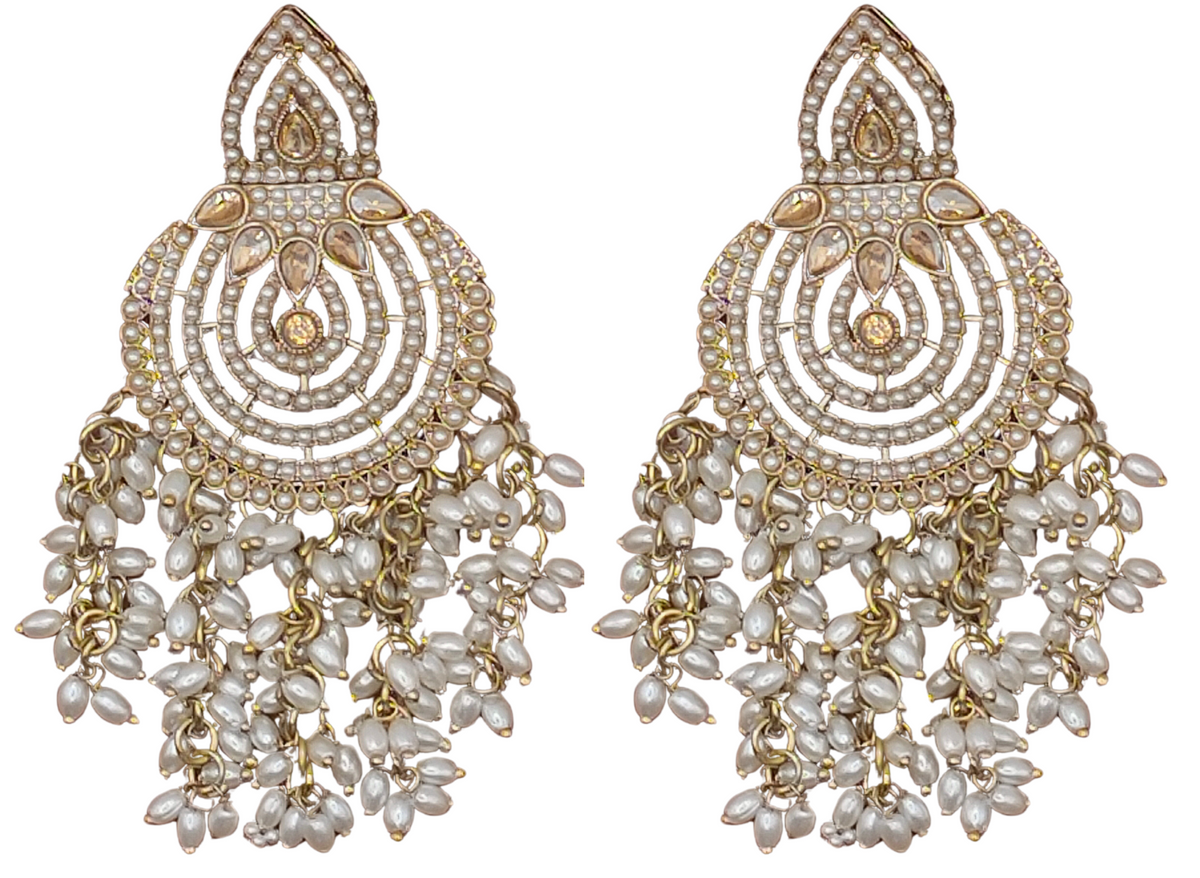 Elegant Bollywood Inspired Gold Kundan Earrings - Traditional Indian Jewelry 179