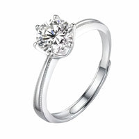 Adjustable Wedding Ring Pavé Edge Band Solitaire Statement Diamond  Look 1663