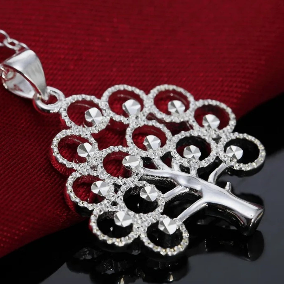 925 Sterling Silver Tree of Life Pendant Necklace Women, Elegant Openwork 412