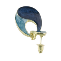 Multi Colour Marbled Teardrop Dangle Earrings — Navy & Grey Swirl Inlay 1383
