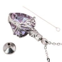 Heart Tree of Life Urn Necklace Crystal Funnel Filler 316L Stainless Steel B216