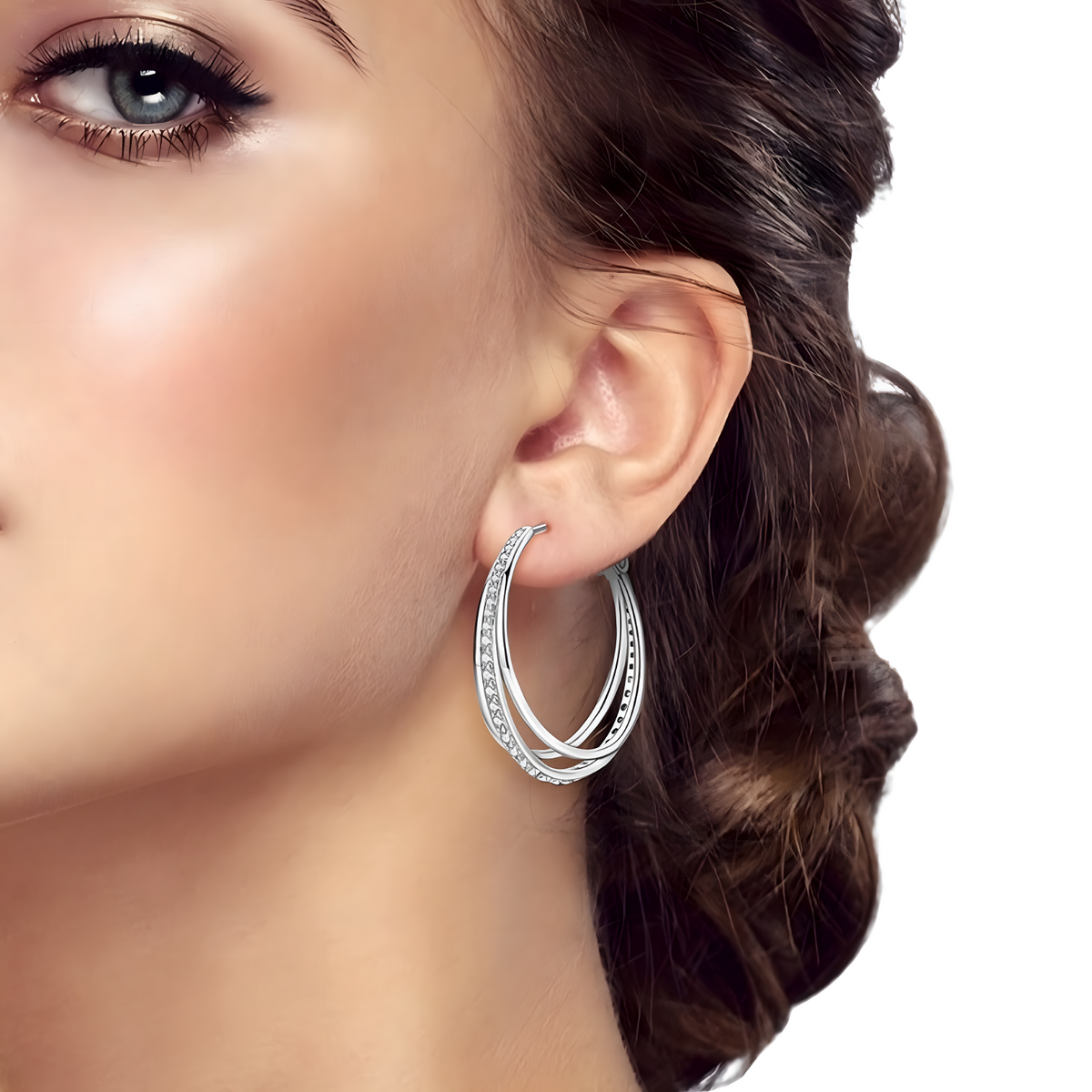 Luxurious Interlocking Zircon Hoop Earrings Hypoallergenic Sterling Silver 620