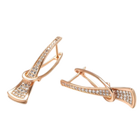 Rose Gold Zircon Loop Earrings for Women – Sparkling Inlaid Crystal Dangle 678