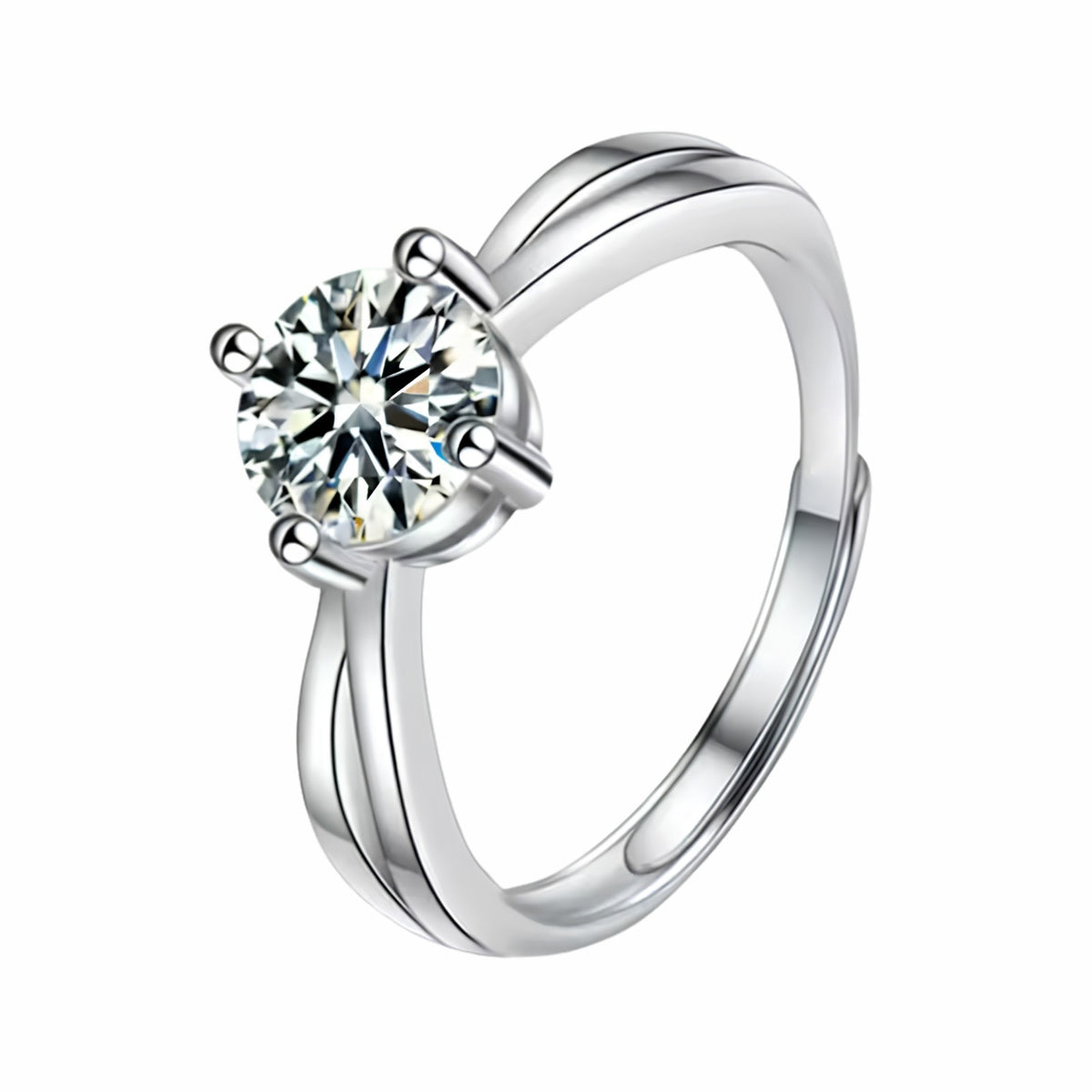 Adjustable Band Solitaire Ring Modern Statement Ring Luxury Sparkle Design 1662