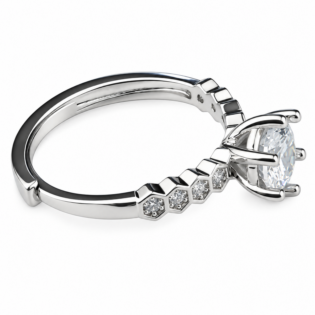 Elegant Halo Style Engagement Ring For Women Round Brilliant Cut Zircon 1602