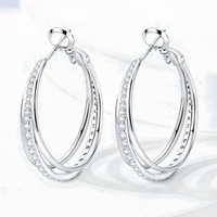 Luxurious Interlocking Zircon Hoop Earrings Hypoallergenic Sterling Silver 620