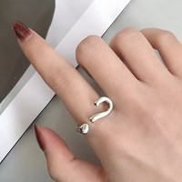 Silver Plated Fashion Ring for Women; Modern 0.9cm Wide Open Cuff Design 489