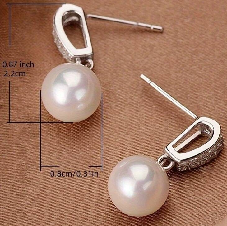 Unified Jewellery® Women's 925 Sterling Silver Pearl & Zircon Stud Earrings 6 UK