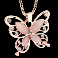 Butterfly Pendant Necklace for Women – Rose Gold Zinc Alloy Butterfly Charm 1186