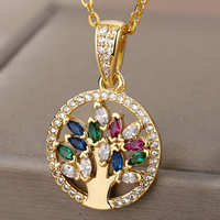 Tree of Life Necklace for Women Stainles Steel Long Chain Pendants Necklac B154