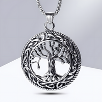B0062 Vnox Viking Knot Almut Necklaces for Men, Metal Life Tree Pendant B62