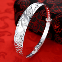 Luxury 925 Sterling Silver Noble Phoenix Bracelets Bangles for Women Fashio 1781