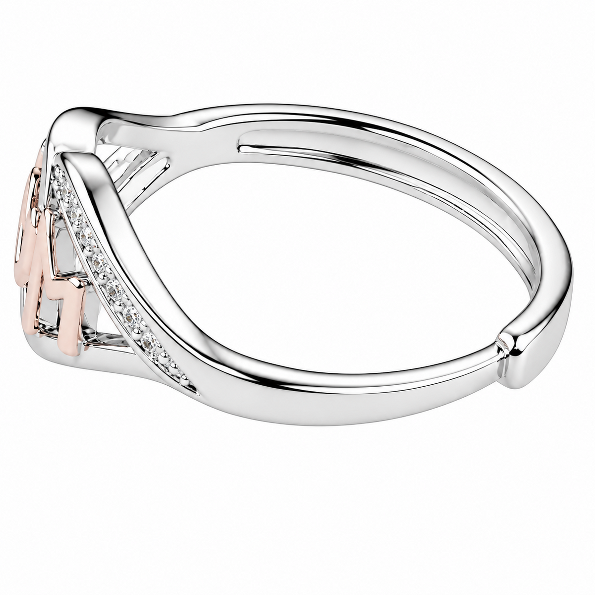 Women's MOM Heart Ring, Adjustable Silver Tone Promise Ring Rose Gold Tone  1646