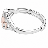 Women's MOM Heart Ring, Adjustable Silver Tone Promise Ring Rose Gold Tone  1646