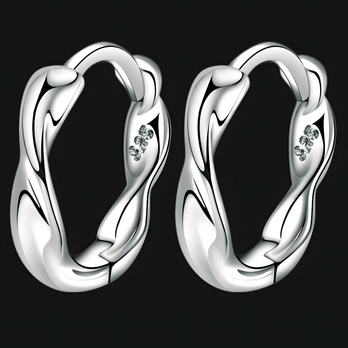 Silver-Tone Twisted Hoop Earrings Women Copper Alloy Zinc-Plated Fashion 993