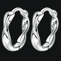 Silver-Tone Twisted Hoop Earrings Women Copper Alloy Zinc-Plated Fashion 993
