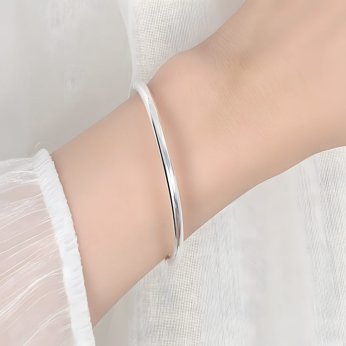 925 Sterling Silver 4MM Bangle Bracelets For Women Luxury Quality Jewelry 1757
