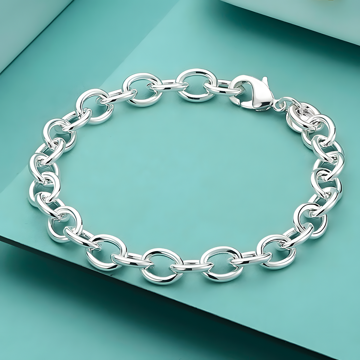 925 Sterling Chunky Chain Bracelet For Women Rolo Link Statement Bracelet 1760