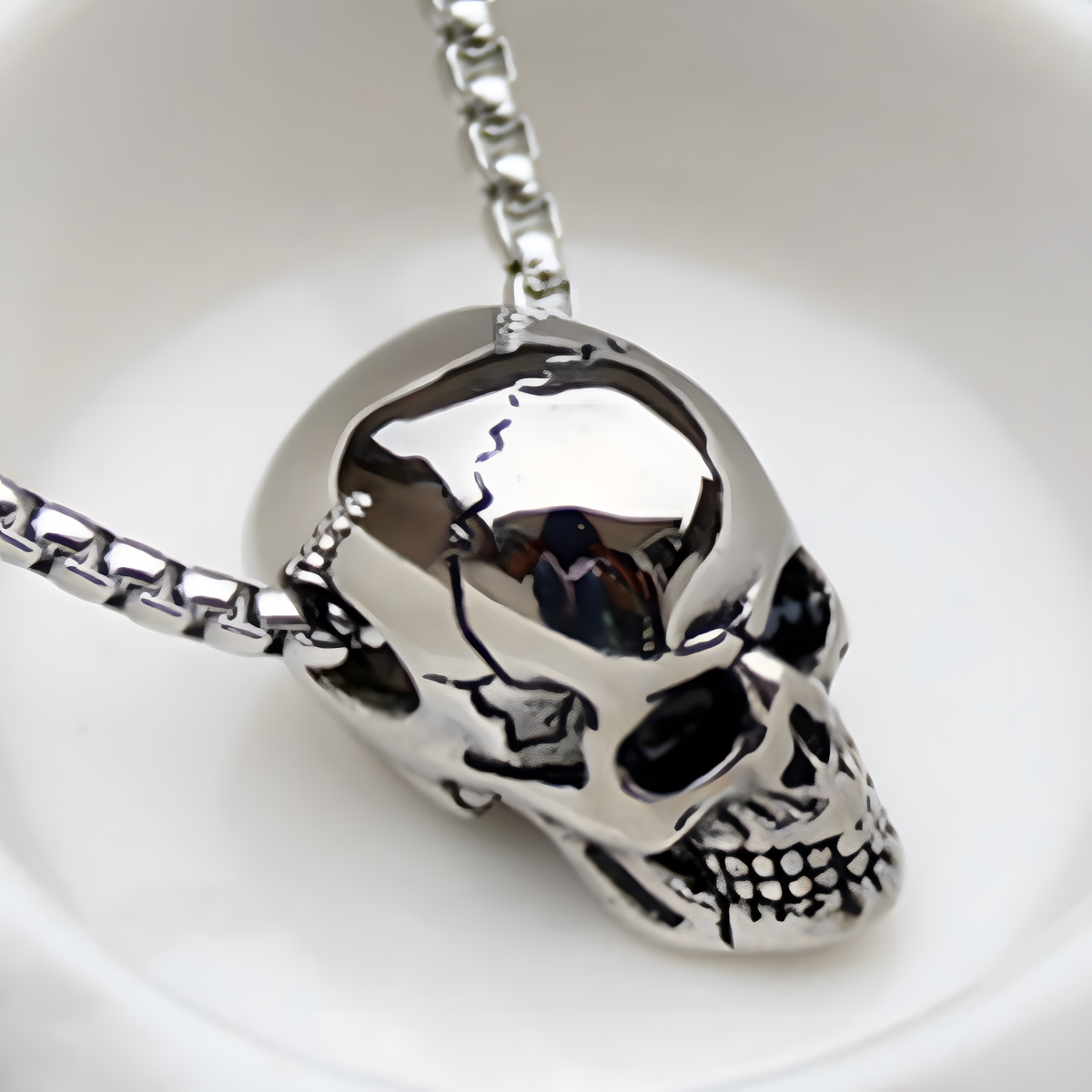 Gothic Skull Pendant Necklace - Men Women Unisex Punk Skeleton Charm Chain 1489