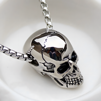 Gothic Skull Pendant Necklace - Men Women Unisex Punk Skeleton Charm Chain 1489