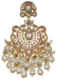 Elegant Bollywood Inspired Gold Kundan Earrings - Traditional Indian Jewelry 215