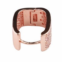 Rose Gold Plated Pavé Hoop Earrings 18mm x 8mm Micro Inlay Round Brilliant 1367