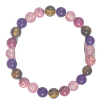 Anxiety Beaded Bracelet Tiger Eye & Rose Quartz, Stress Reduction Calming 1403
