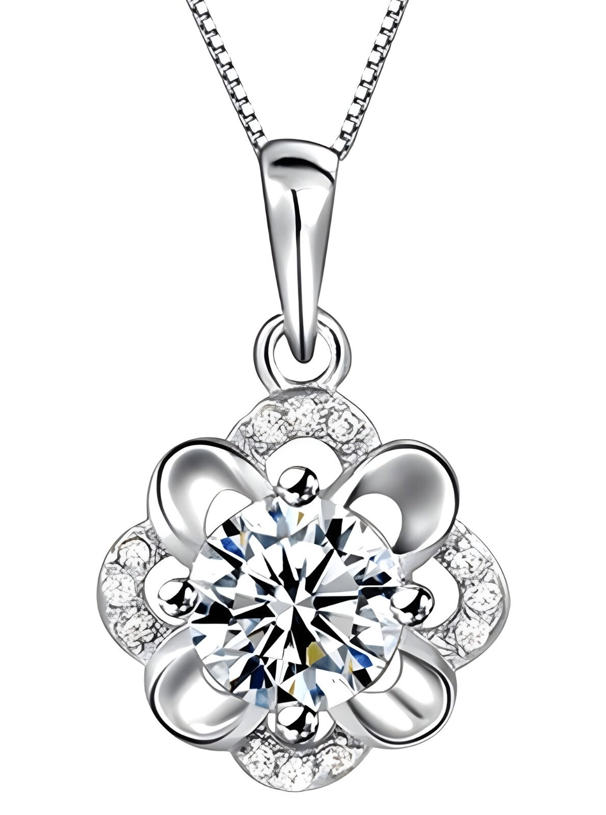 Fashion Party Flowers Rhinestone CZ Pendants Neckalce 925 Sterling Silver 276