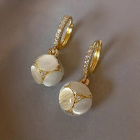 Exquisite Ball Design Moonstone Inlaid Dangle Earring Elegant Luxury Style 75 UK