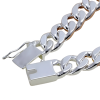 Silver Plated Alloy ID Chain Bracelet 20cm, Unisex Cuban Link Bracelet  1413