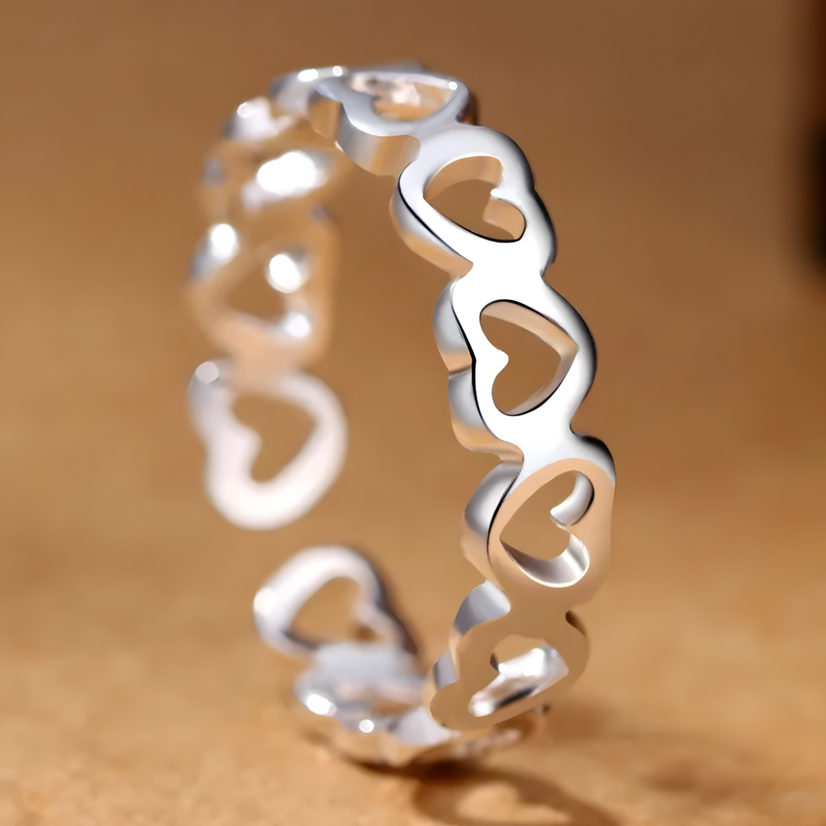 Heart Pattern Adjustable Ring For Women Silver Colour Open Cuff Love Band 1778