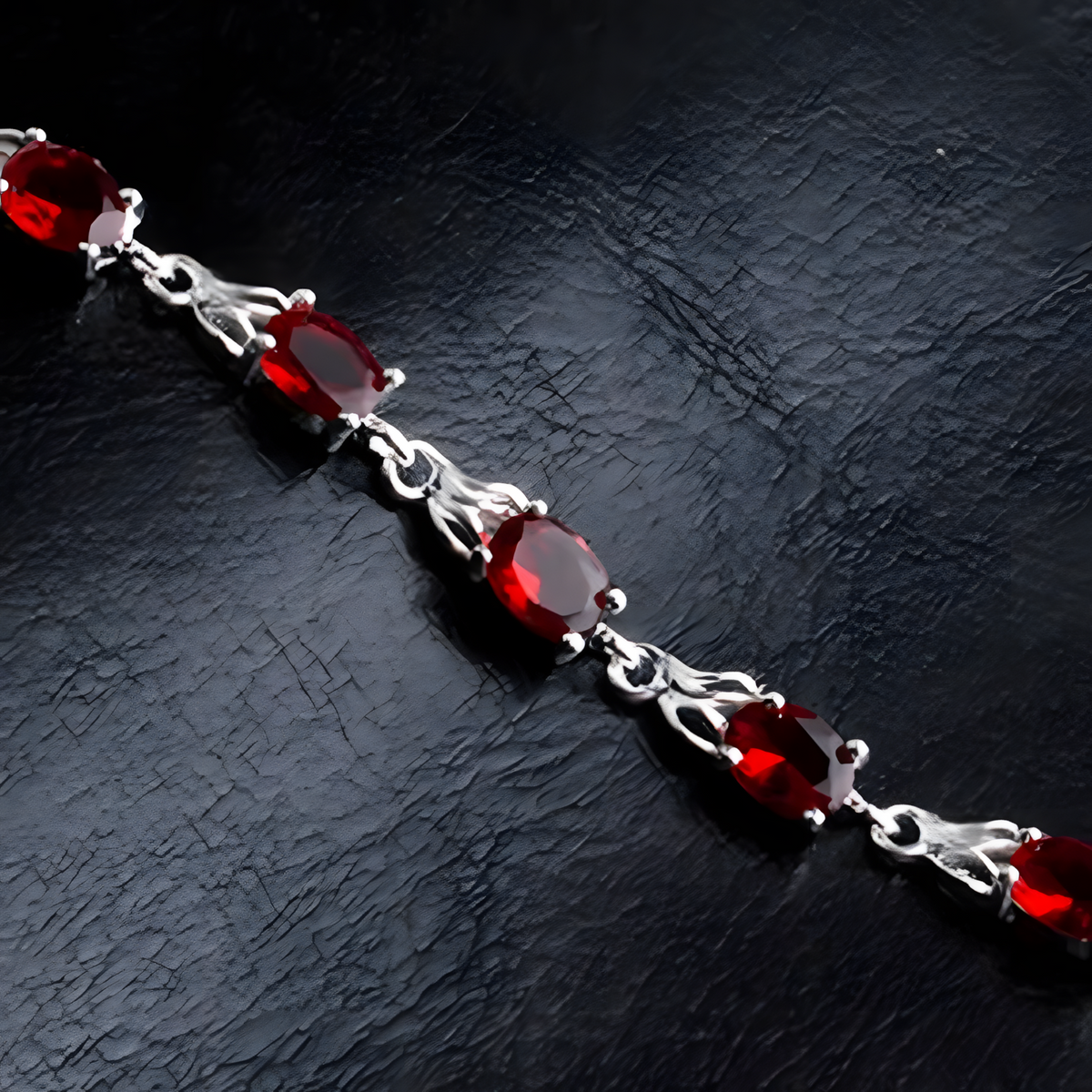 Unified Jewellery Premium Red Oval Crystal Tennis Bracelet Women Lobster 1825